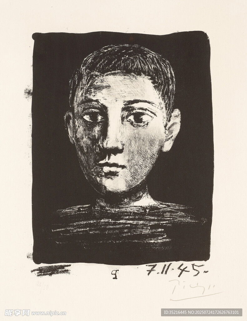 复古风格人物头像版画