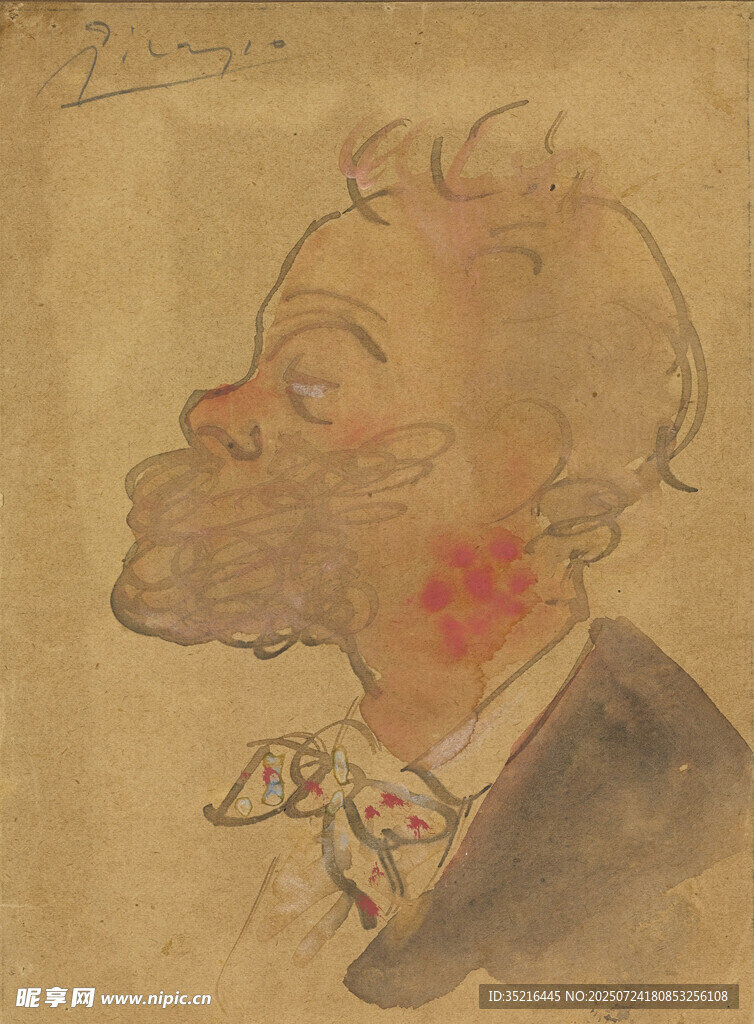 复古风格男子侧面肖像画