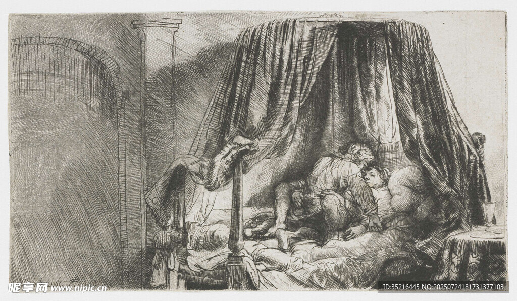 古典场景人物绘画作品