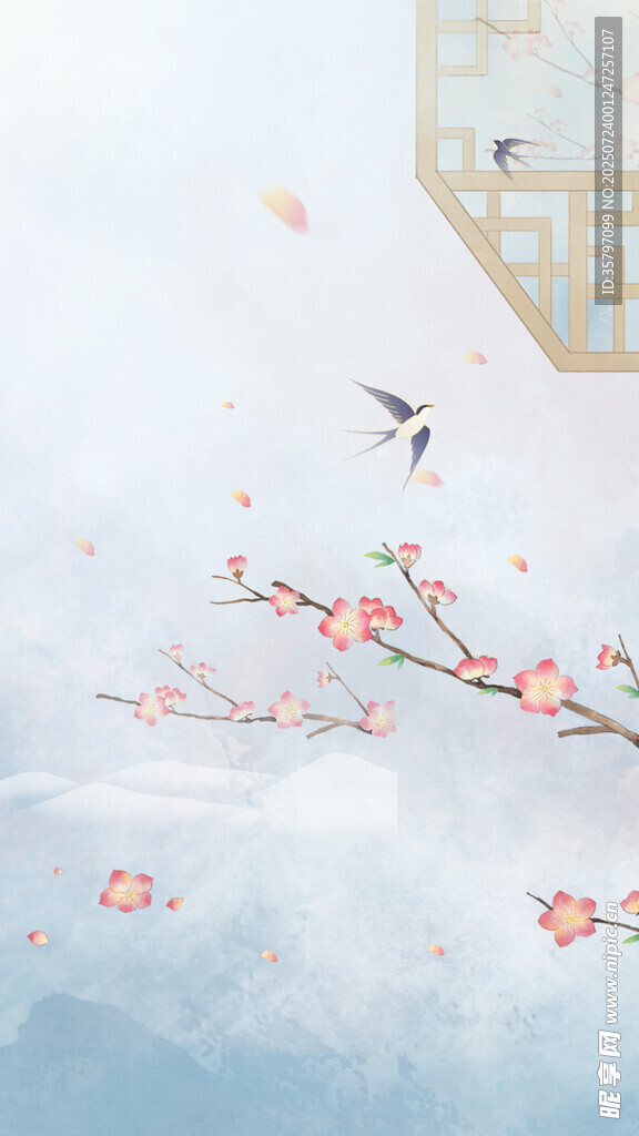 春日花鸟图诗意满画卷