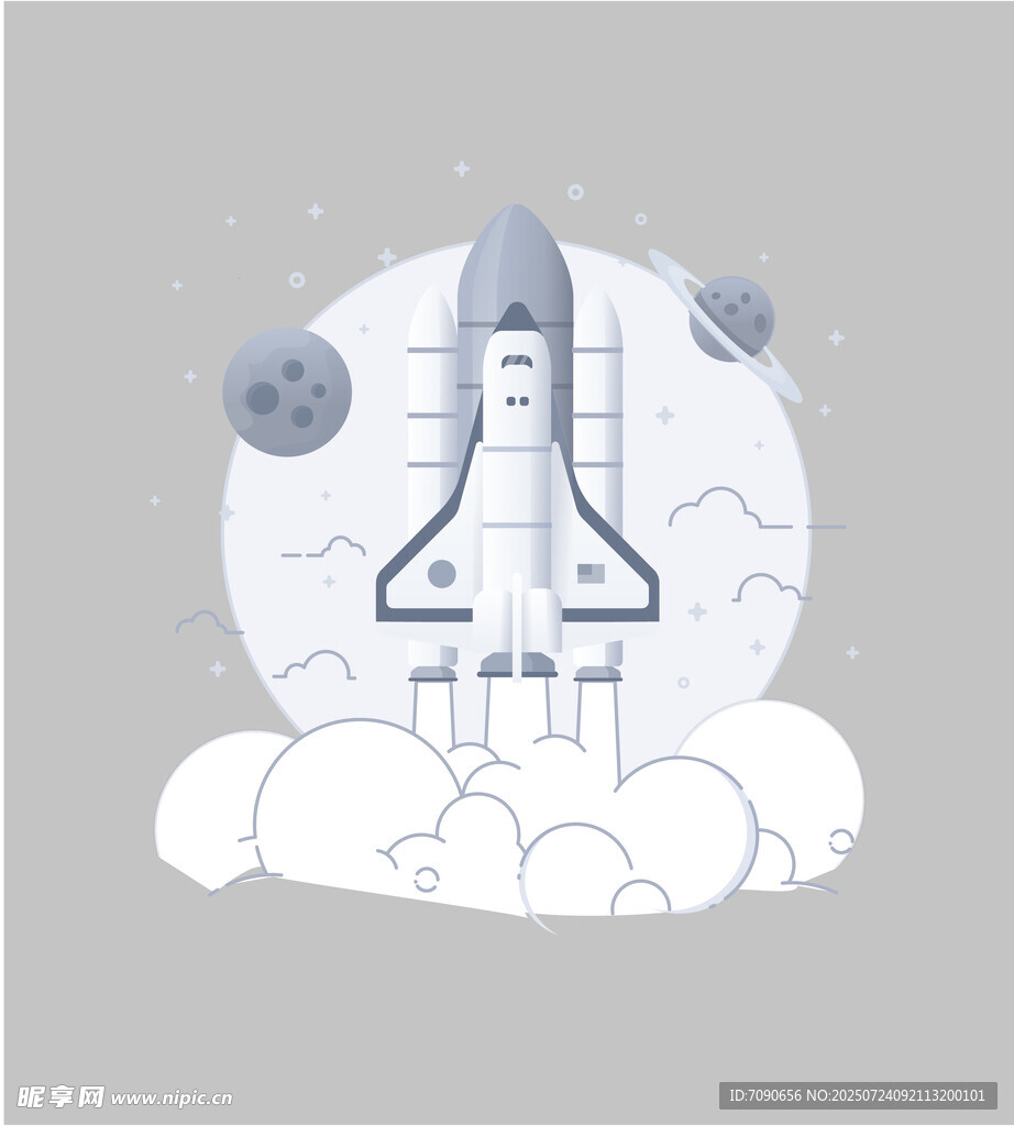 火箭升空插画