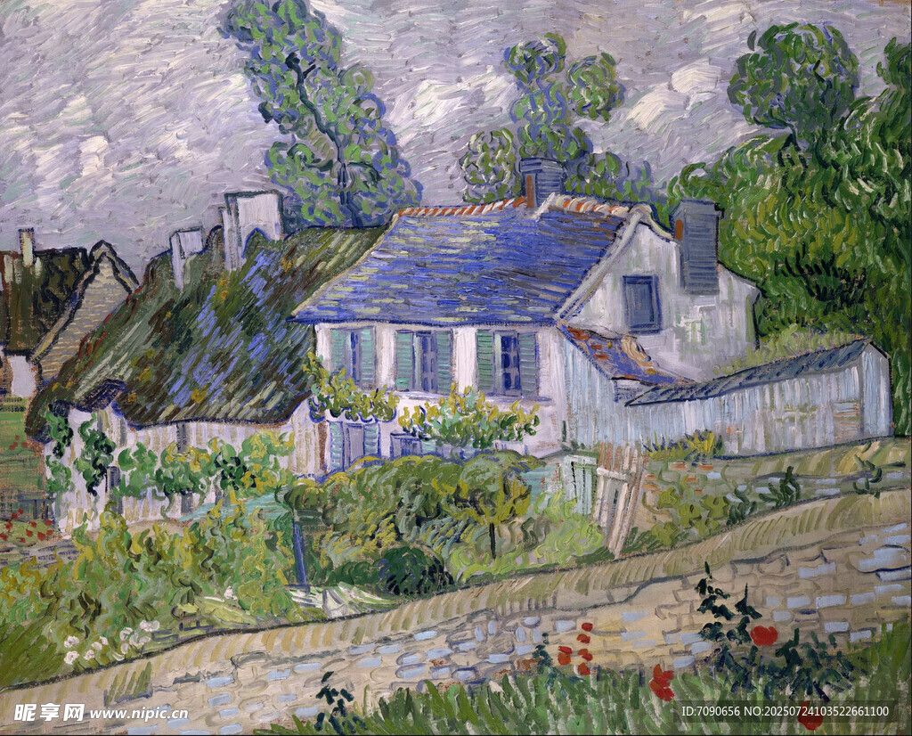 乡村小屋风景油画