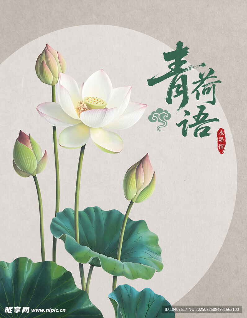 清雅荷花图