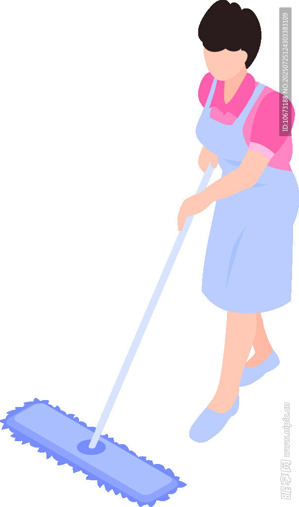 女士手持拖把清洁