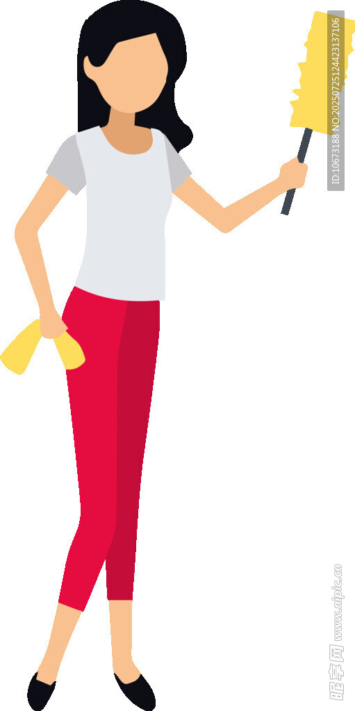 手持清洁工具的活力女性