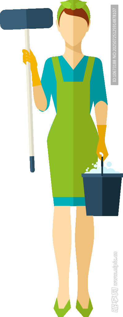 手持清洁工具的女性