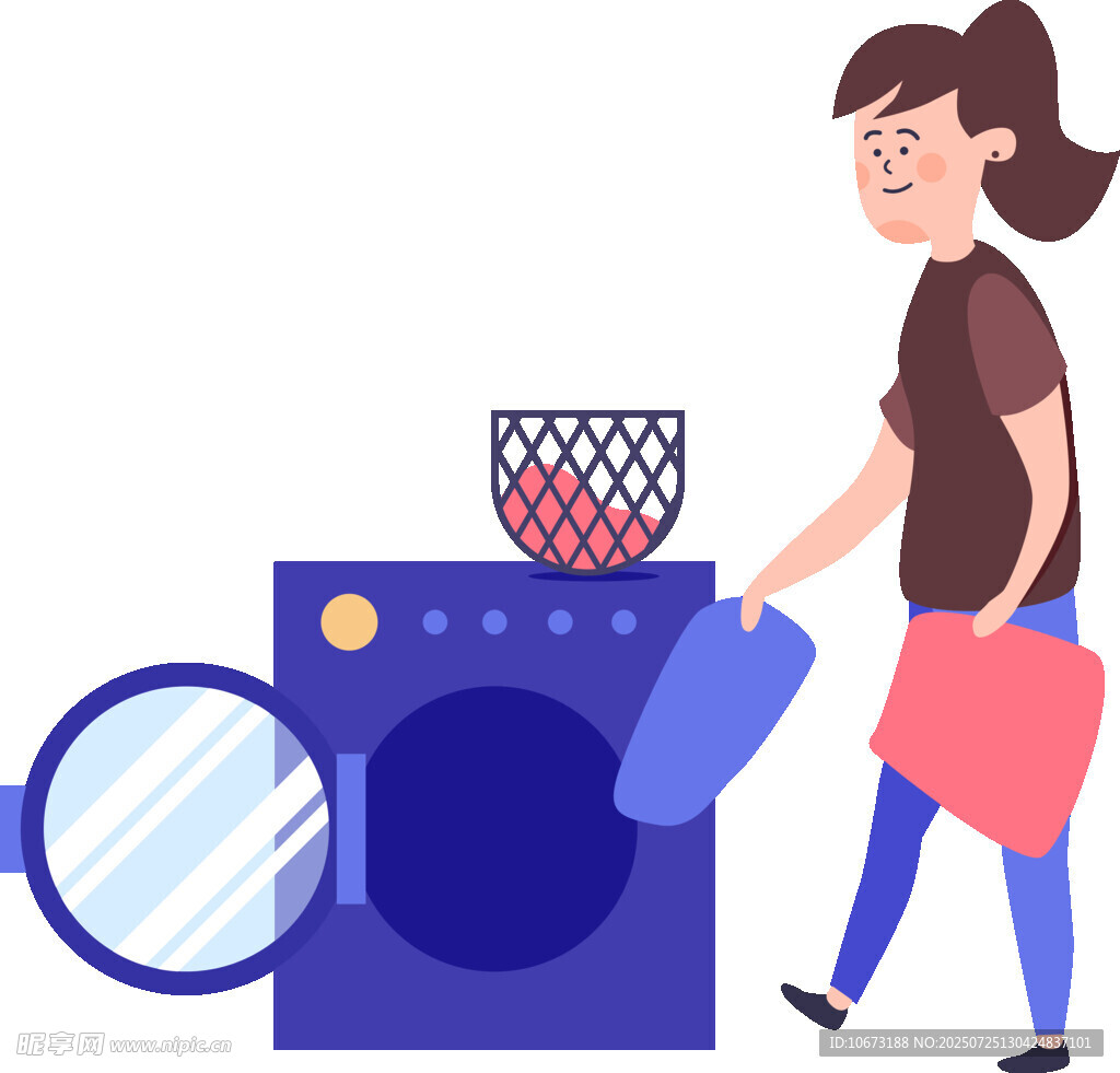 女子正准备使用洗衣机洗衣