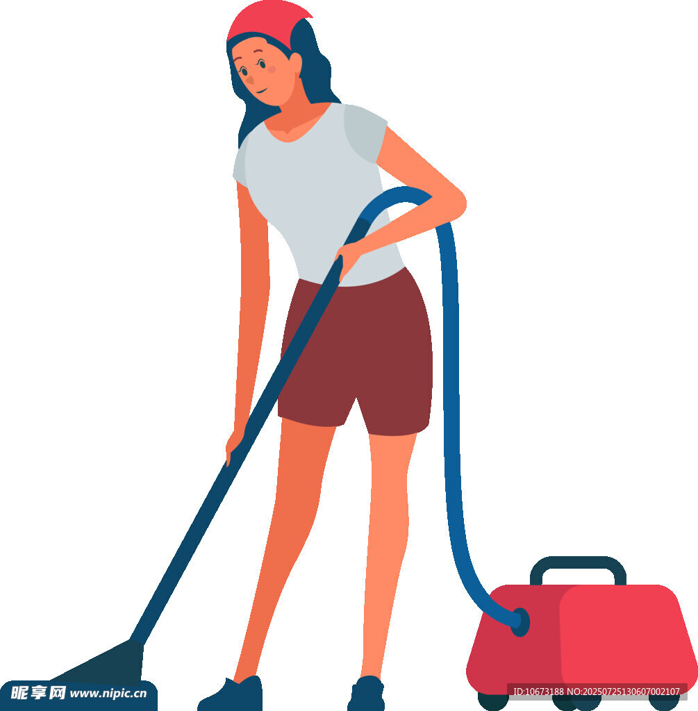 女子手持吸尘器清洁