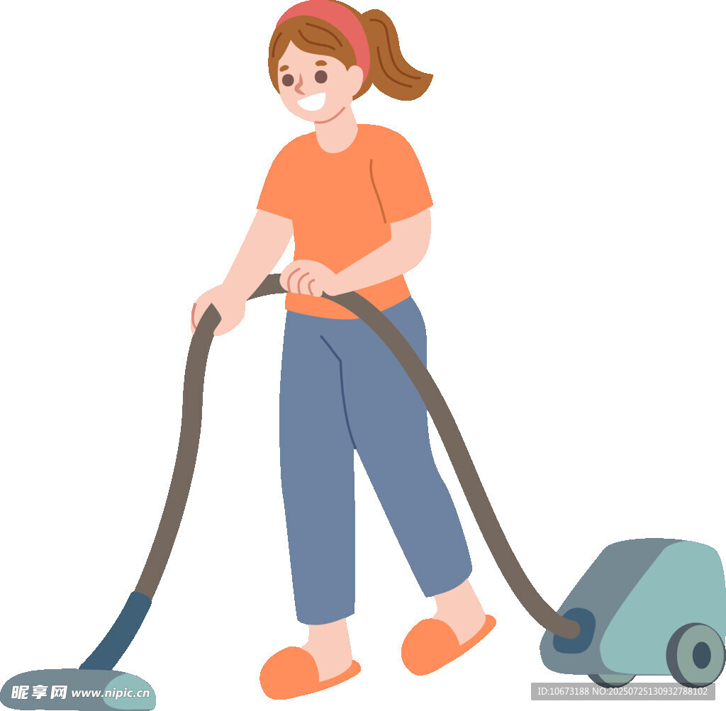 女子使用吸尘器清洁