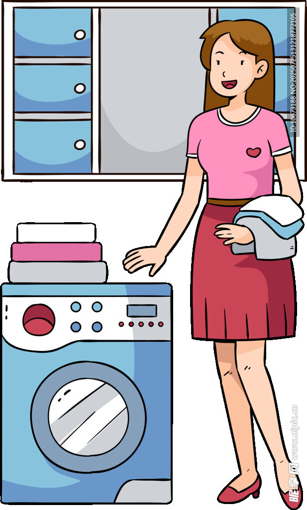 女士在洗衣房操作洗衣机