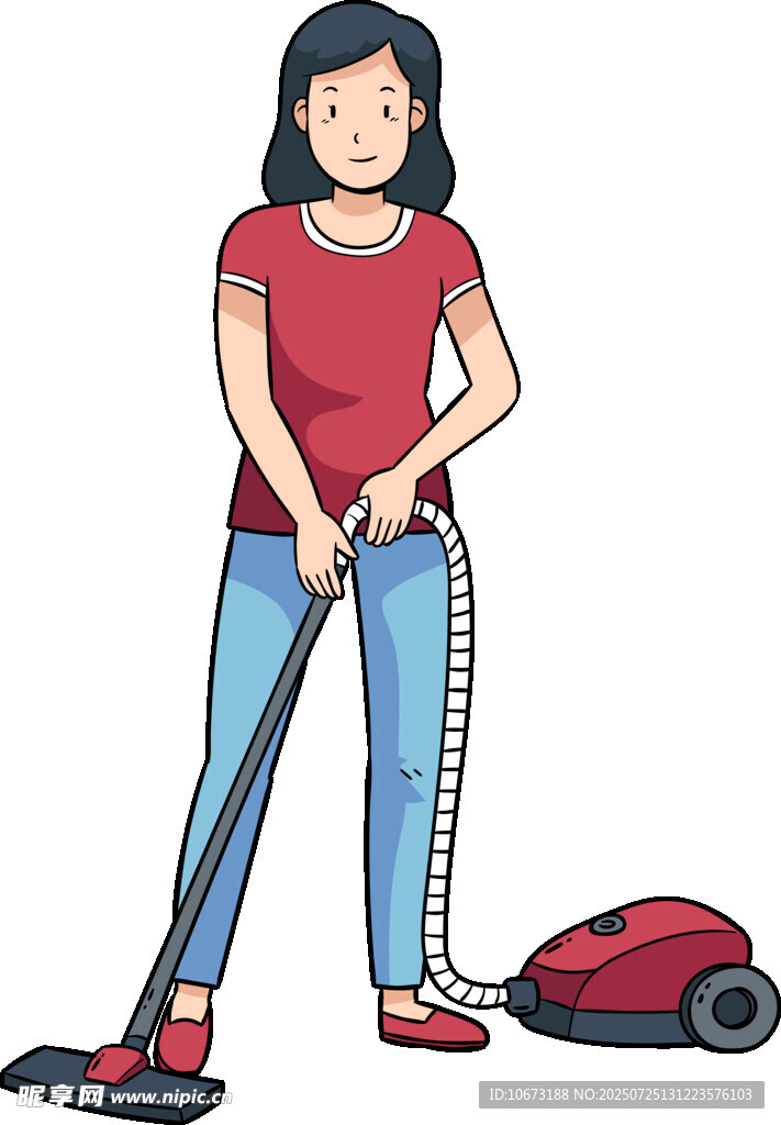 女子手持吸尘器清洁