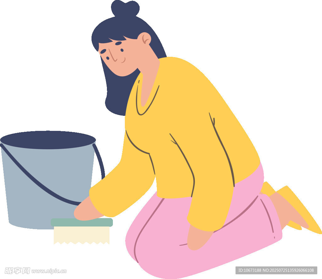 跪地清洁的女性