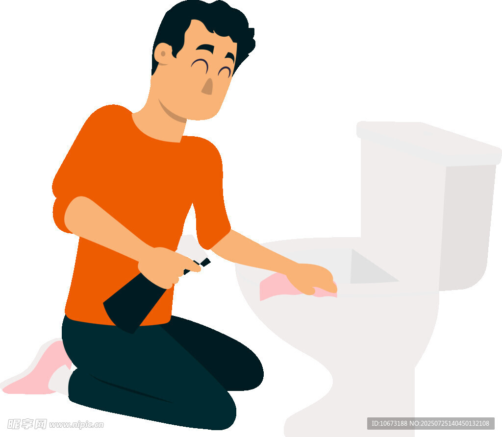男子清洁马桶