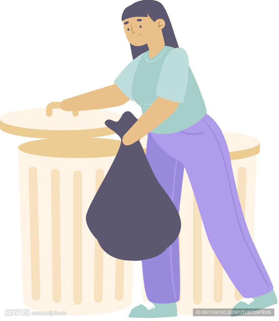 女子扔垃圾场景