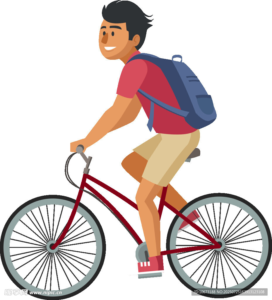 男孩骑自行车上学