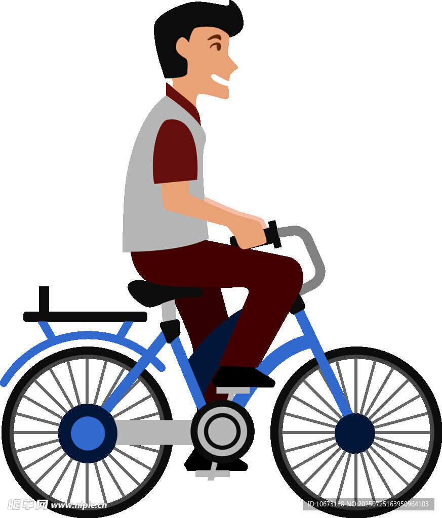 男子骑行蓝色自行车