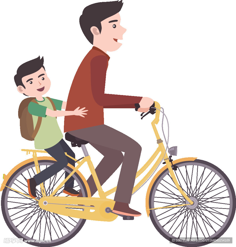 父亲载孩子骑行温馨瞬间