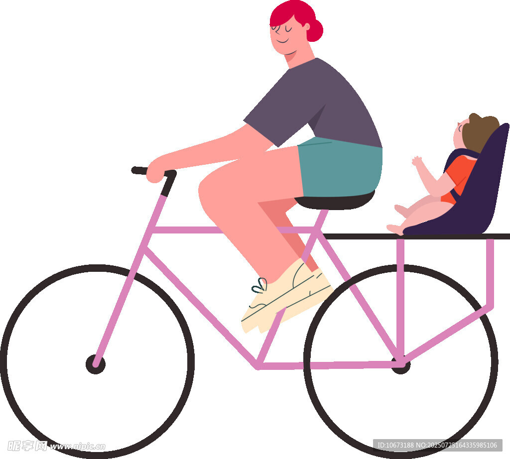 父女共骑双人自行车