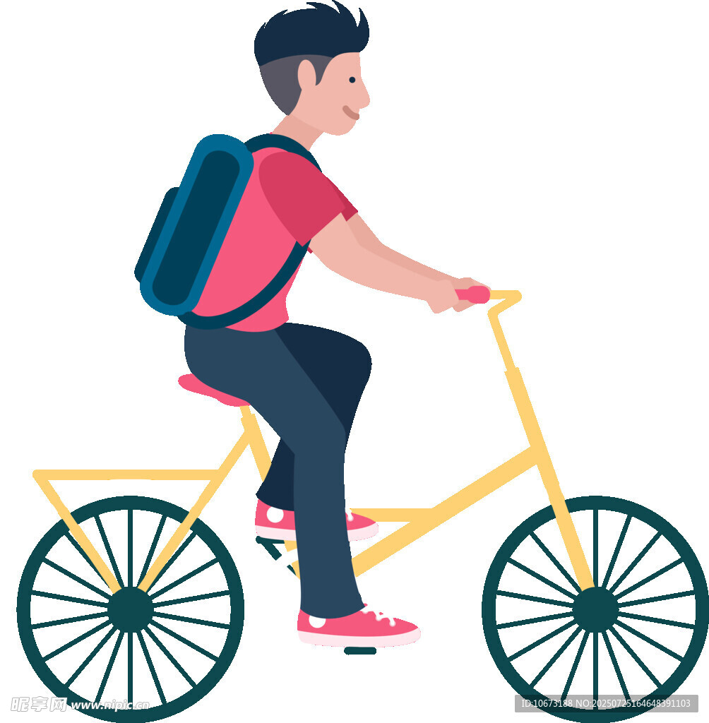 男孩骑行上学
