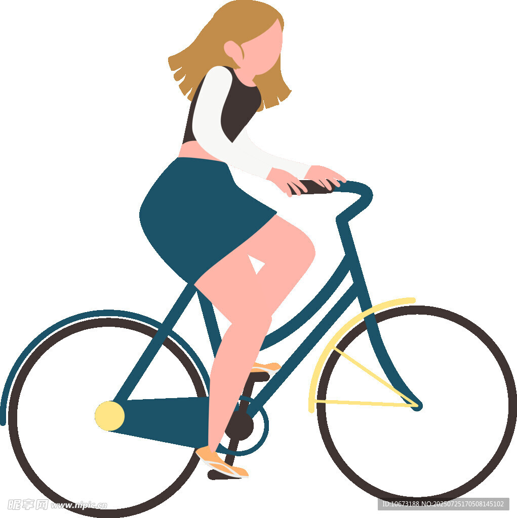 女子骑行图
