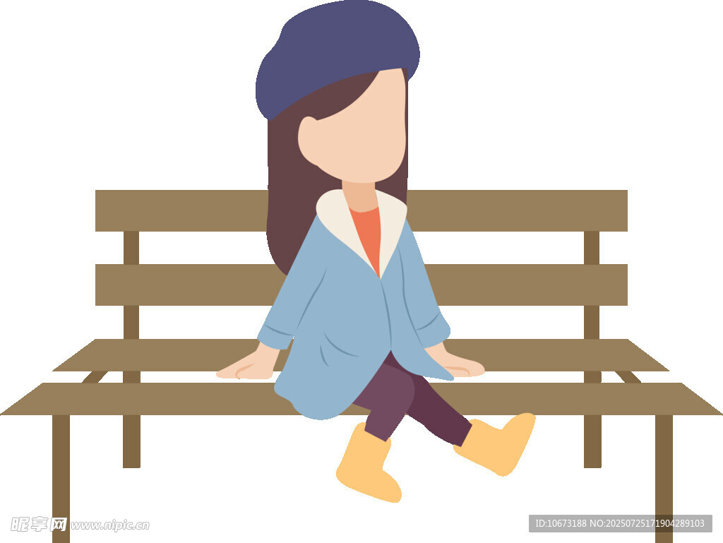 女孩坐长椅