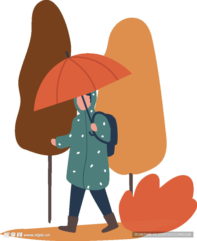 雨中漫步的时尚行人