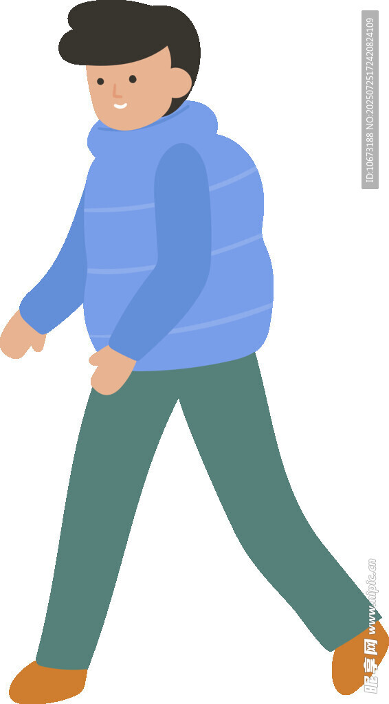 行走的蓝衣男子
