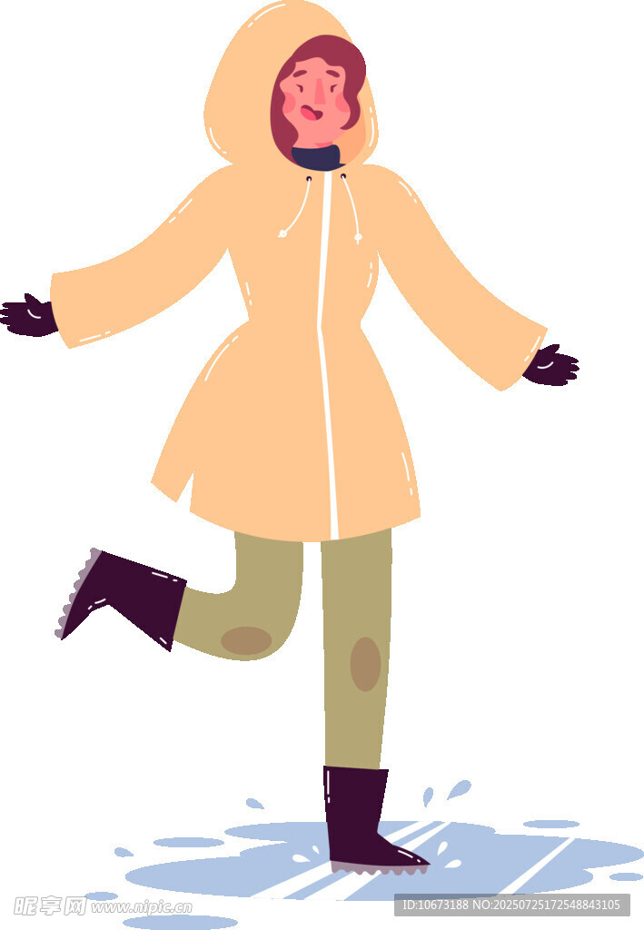 冬日女孩欢快踏雪