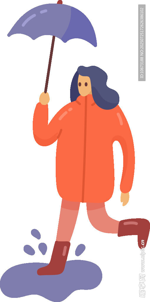 雨中撑伞奔跑的红衣女子