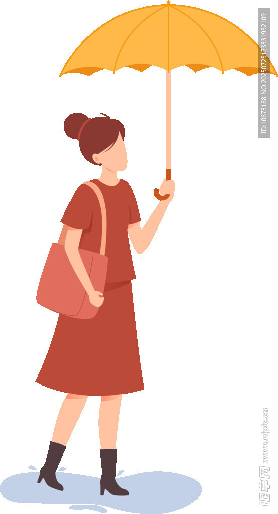 撑伞漫步的红衣女子