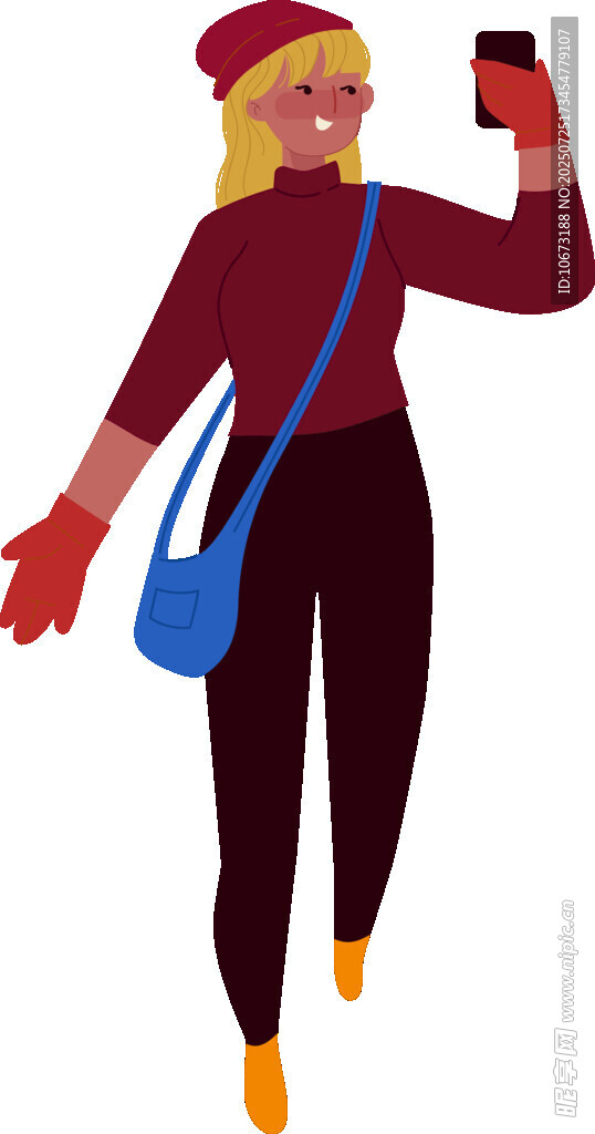 女子手持手机出行画面