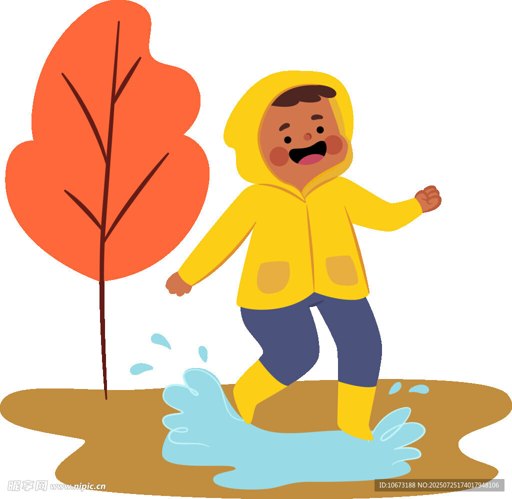 雨中欢跳的孩子