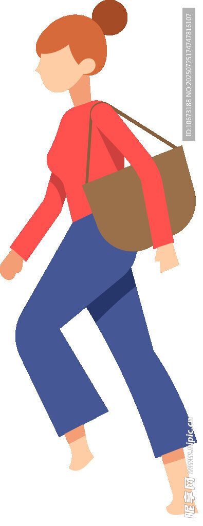 时尚女子手提大包迈步前行