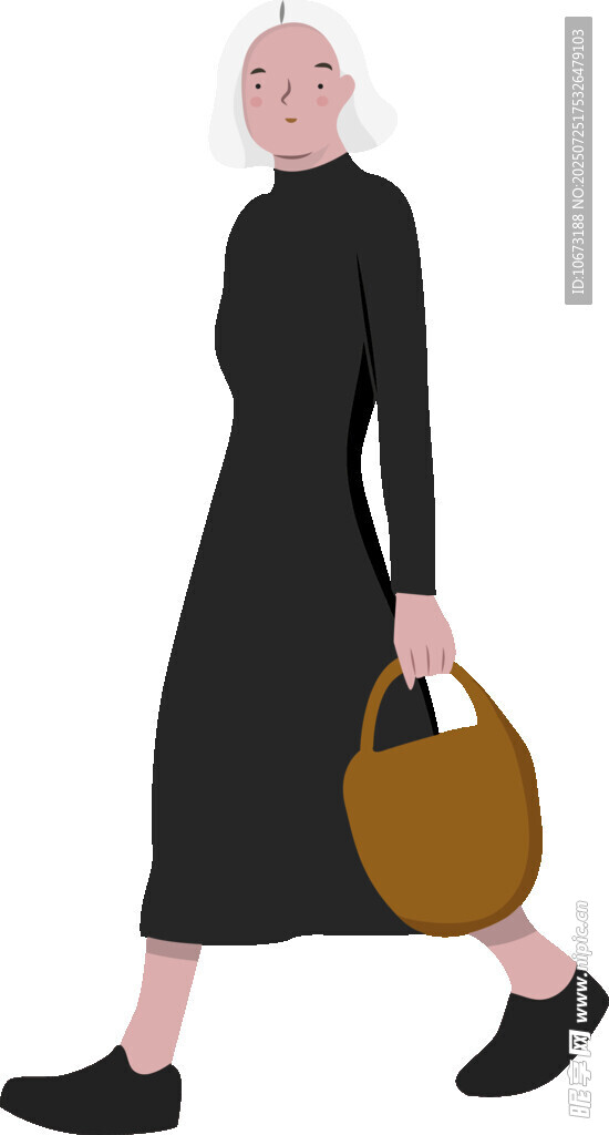 时尚黑衣女士手提圆包行走