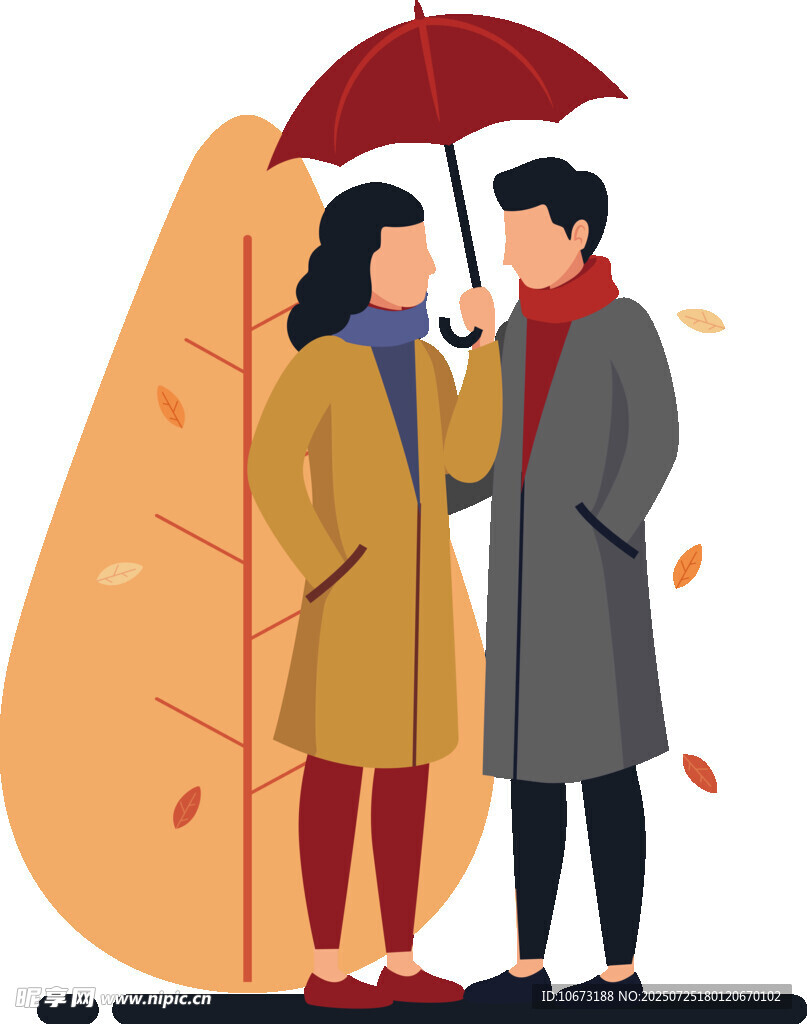 雨中情侣依偎