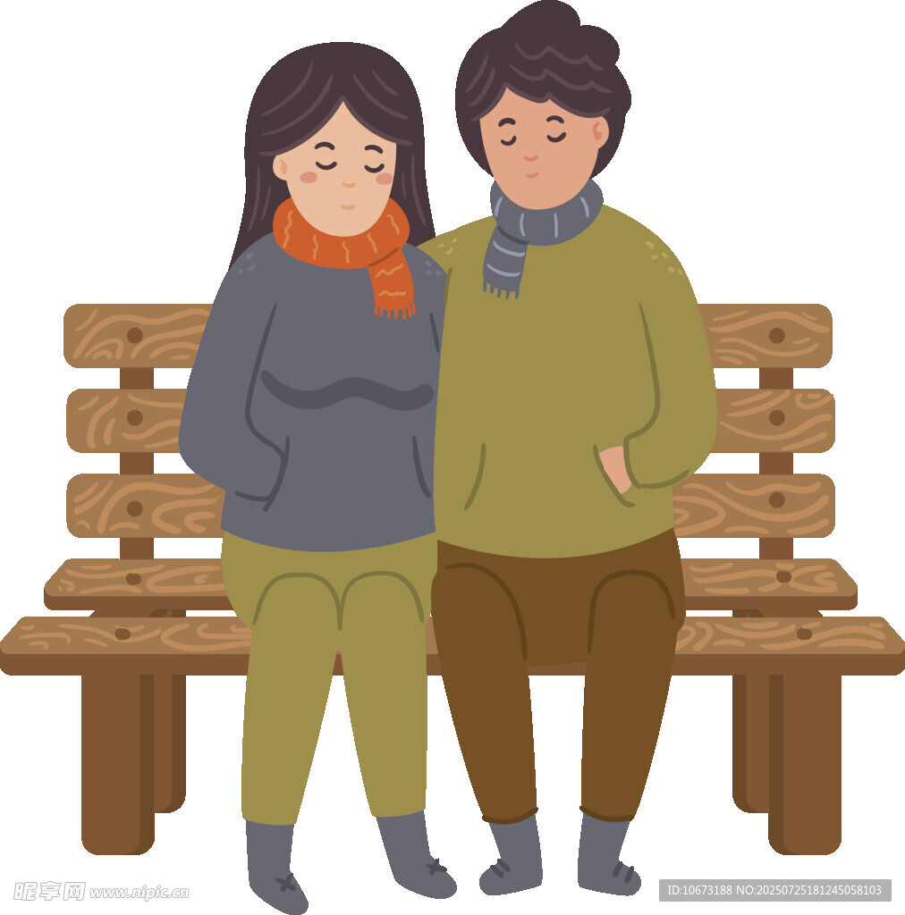 长椅上依偎的情侣