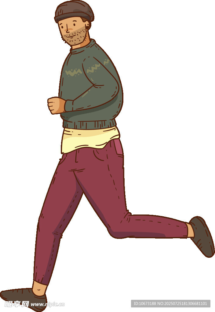 男子活力奔跑插画
