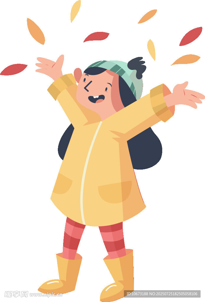 女孩雨中欢快张开双臂