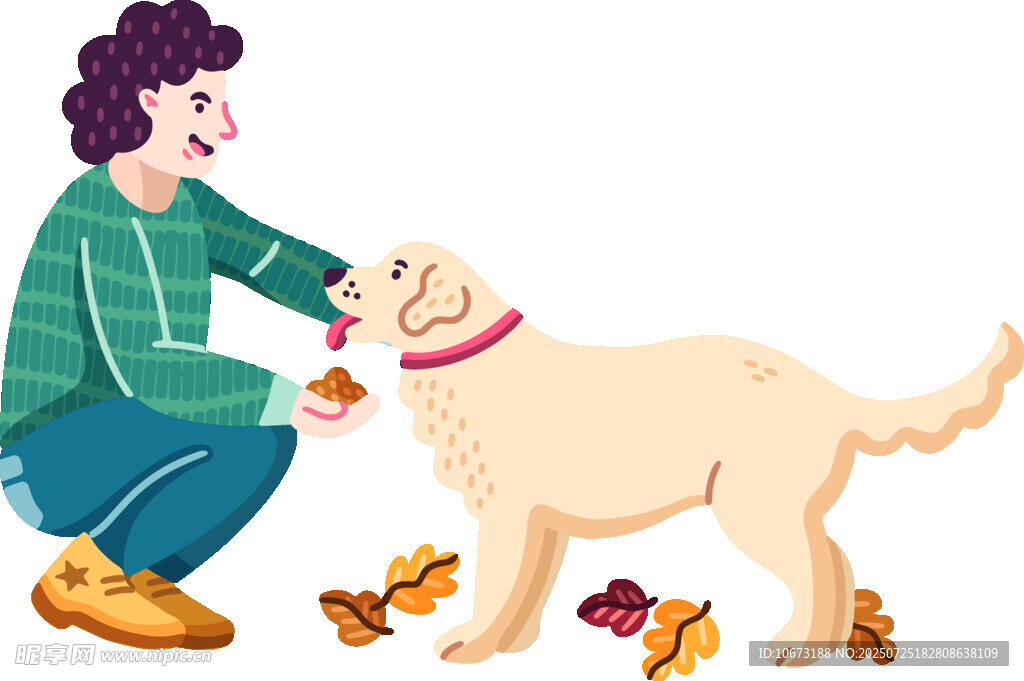 女子亲昵喂食可爱金毛犬