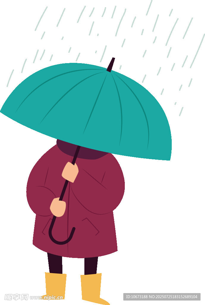雨中撑伞的红衣人物