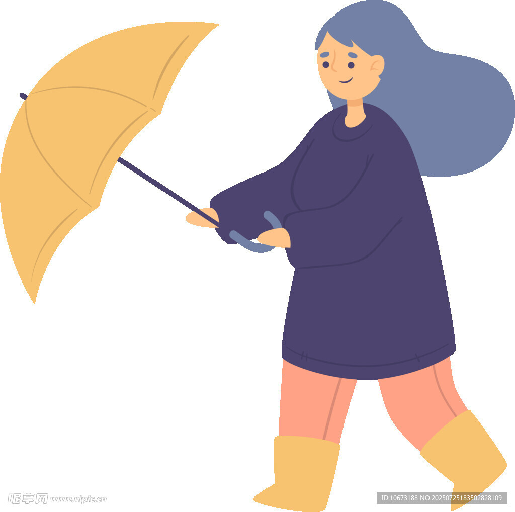 撑伞漫步的雨中女孩