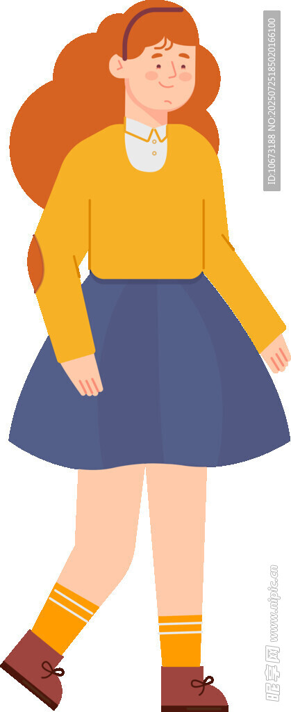 穿时尚服饰的红发女孩