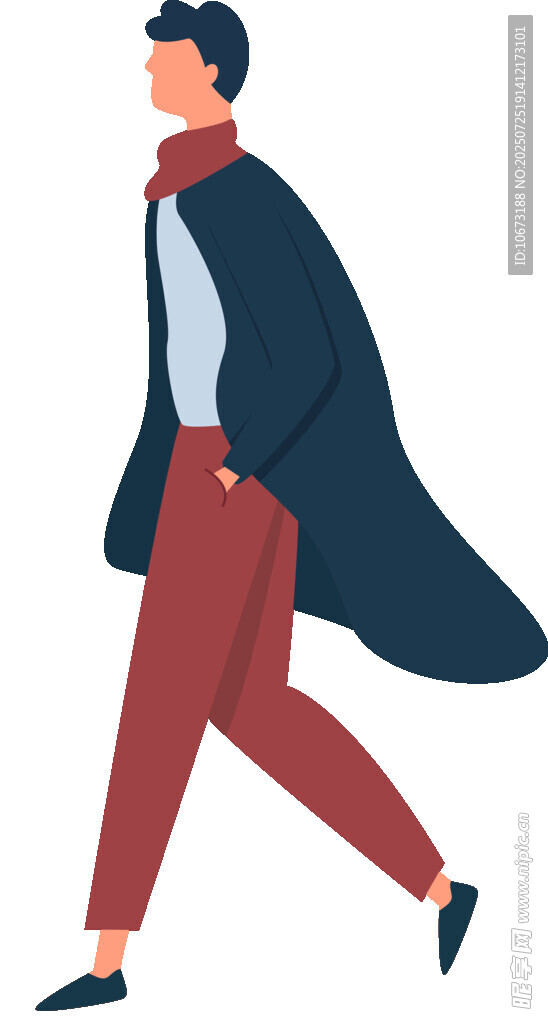 时尚男士行走插画
