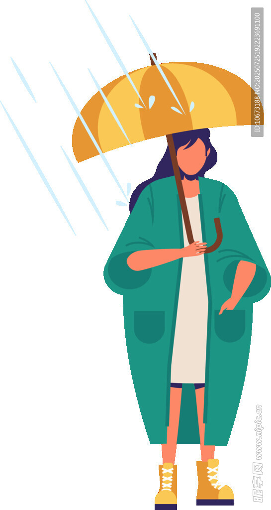 撑伞女子雨中漫步
