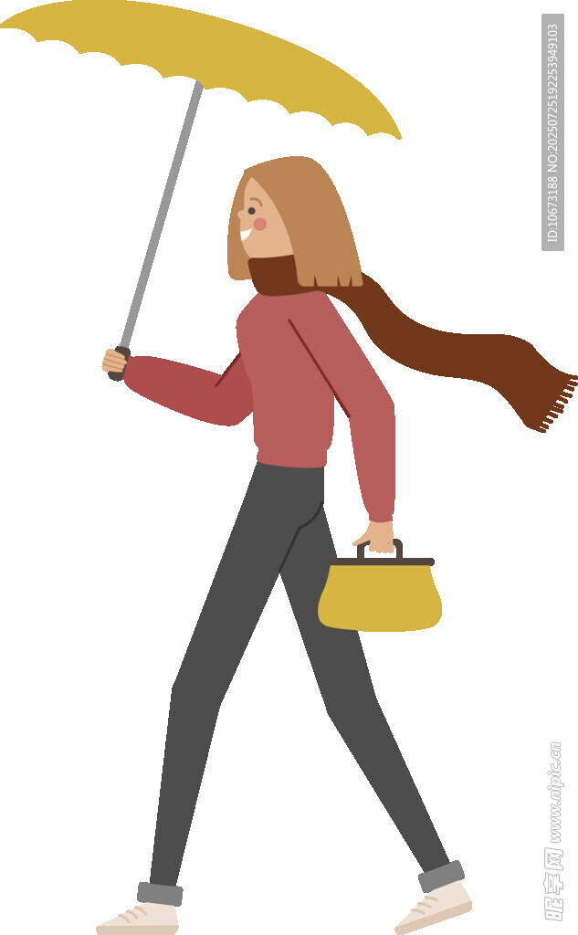 撑伞漫步的时尚女性