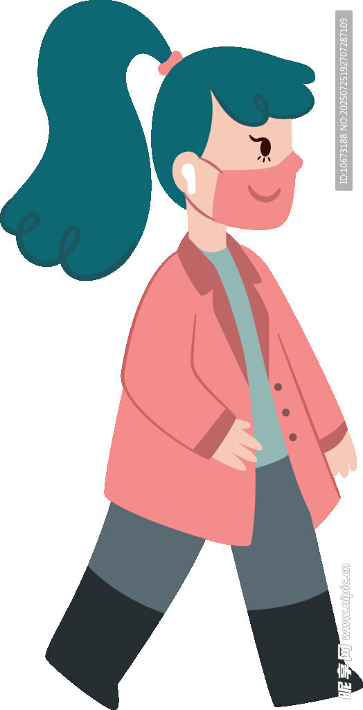 戴口罩出行的时尚女孩