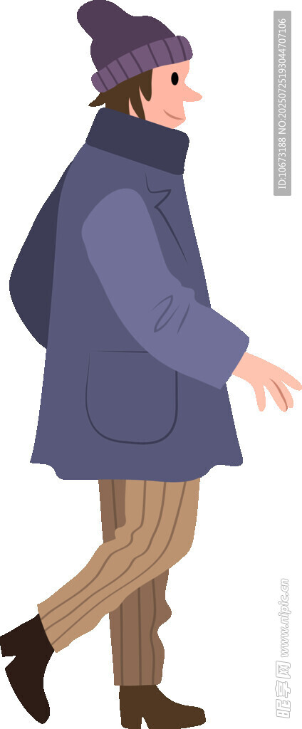冬日行走的着装男子