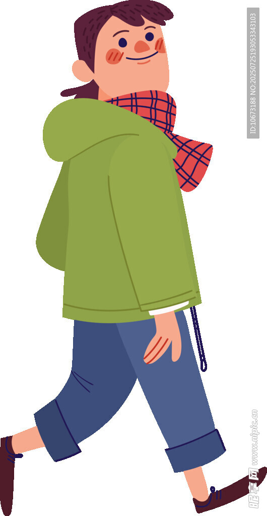 行走的休闲风卡通男孩