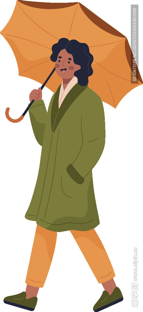 雨中漫步的时尚女士