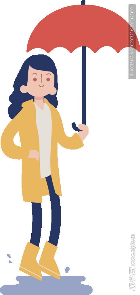 撑伞站在雨中的时尚女子